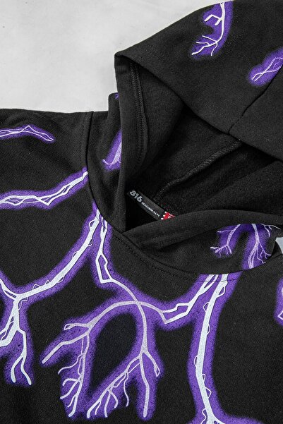 Sekizbiraltı Yıldırım V2 з принтом, унісекс, оверсайз, чорна худі