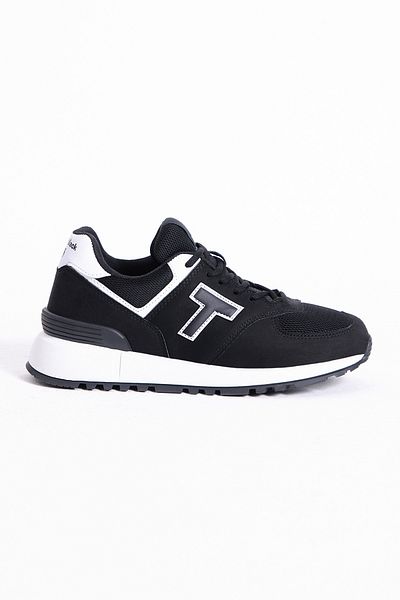 Tonny Black Schwarz-weißer, rutschfester Unisex-Schnürsneaker mit Eva-Sohle