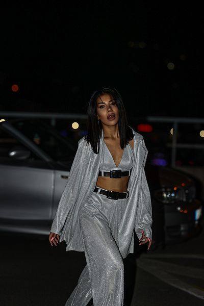 Gülşah Evecen Special Design White Glitter Women's Jacket