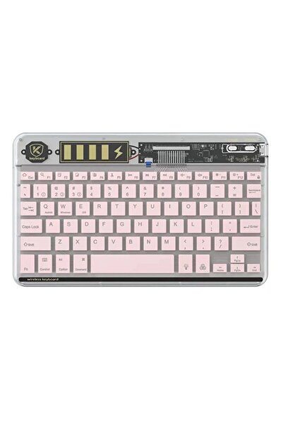 Alfa MEC Tüm Cihazlara Uyumlu Taşınabilir Bluetooth Klavye Kablosuz Işıklı Şeffaf Klavye Şarj Edilebilir