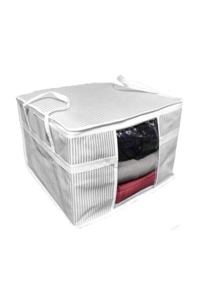 Flosoft Onikiden Pencereli Hurç, Yastık Havlu Kazak Çamaşır Saklama Çantası Organizer 40x45x30cm 1 Adet