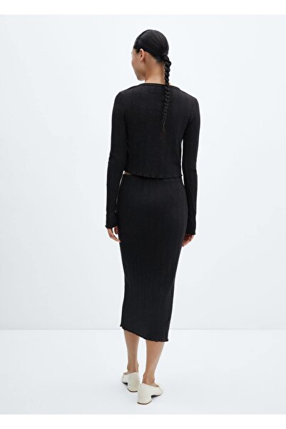 MANGO Woman Fitilli midi etek