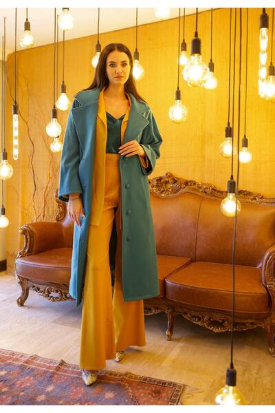 Nur OSKAY Yeşil Kaşe Kaban