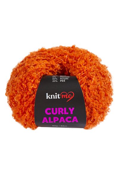 knitme 5 τμχ Μαλακό βελούδινο σχοινί με μπούκλες από μαλλί αλπακά με σγουρή υφή KC13 πορτοκαλί