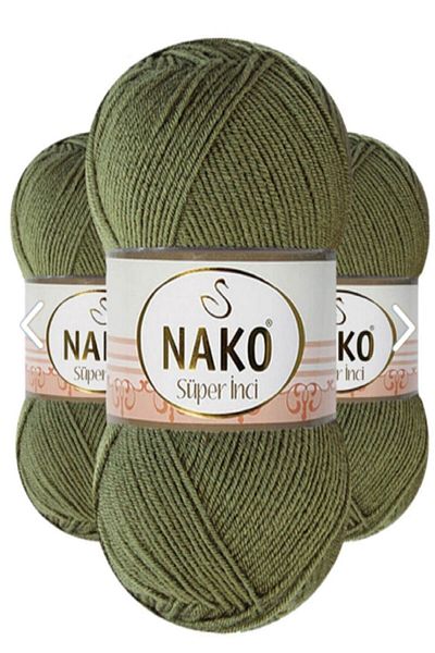 NAKO 5 τεμάχια Super Pearl πλεκτό νήμα χακί 4234
