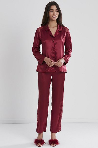 Pierre Cardin Satin Lace Pajama Set - 1438