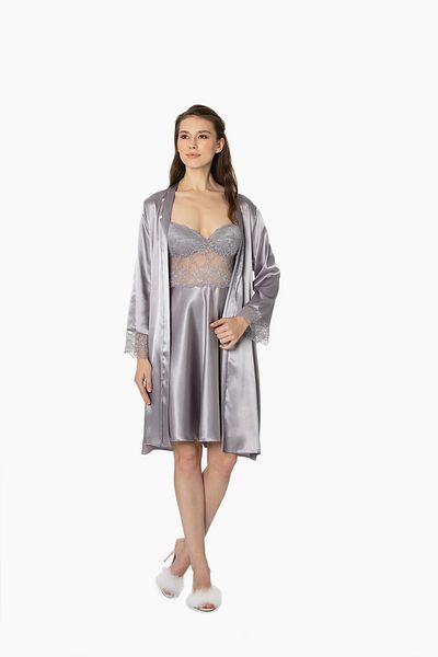 Pierre Cardin Set cămașă de noapte și rochie de damă din dantela din satin - 4265 Royal