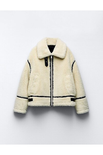 TarzTekstil Γυναικείο βελούδινο παλτό σε μπεζ Premium σχέδιο με φερμουάρ