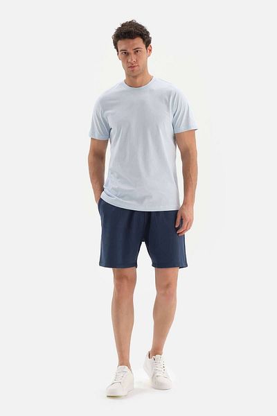 Dagi Navy Blue Flared 3 Thread Knitted Shorts