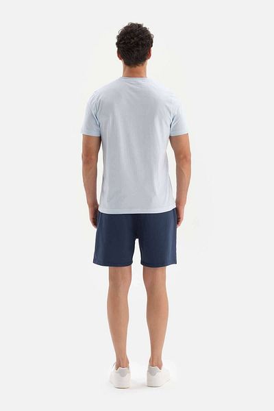 Dagi Navy Blue Flared 3 Thread Knitted Shorts