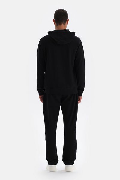 Dagi Schwarzes Kapuzen-Reißverschluss-Sweatshirt