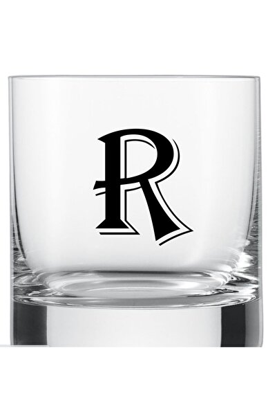 blackbonds Single R Letter Printed Whiskey and Soft Drink Glass