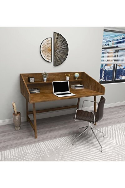 WOODFACE Masif Ahşap Çalışma Masası 120x60 Doğal Ahşap Tek Raflı Özel Tasarım...