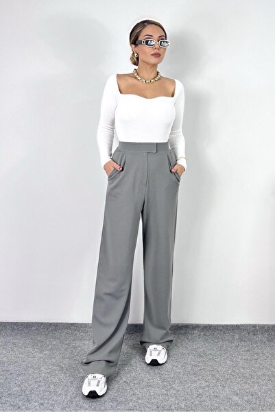 luyafashion Women's Belt Velcro Palazzo Trousers