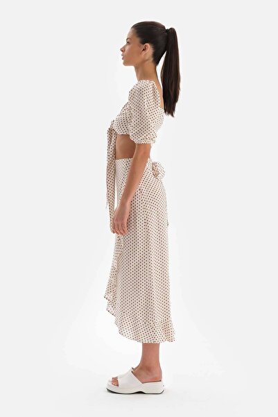 Dagi Ekru-Kahve Bağlamalı Etek