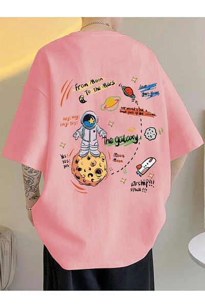 Revasser GALAXY Πολύχρωμο Unisex Oversize χτενισμένο βαμβακερό μπλουζάκι - Special printed