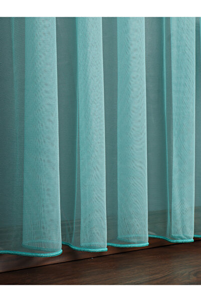 perdealemi Ekstrafor Büzgülü Mavi Tül Perde Kurşunlu Petek