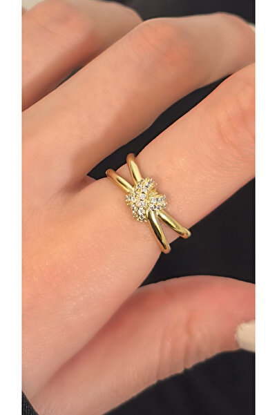 Opia JEWELRY - Düğüm Detaylı XPNG Orj Zirkon Gömme Taşlı Çelik Yüzük