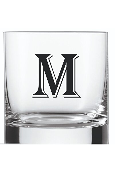 blackbonds Single M Letter Printed Whiskey and Soft Drink Glass