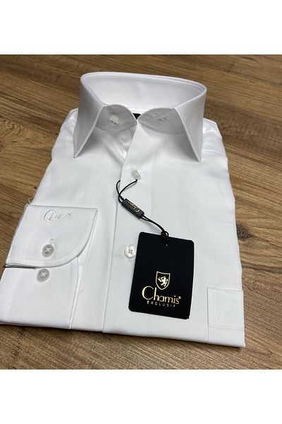 Chamis Regularfit White Satin Classic Collar Shirt