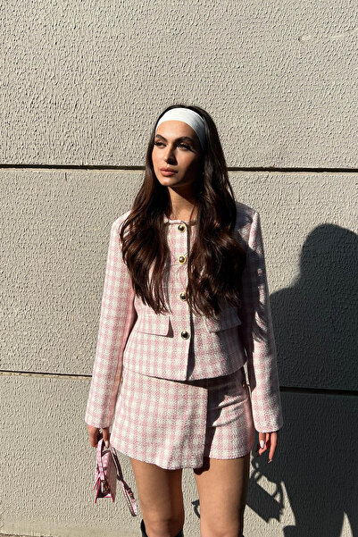 Seda Yalçın Atelier Pink Button Detailed Tweed Jacket