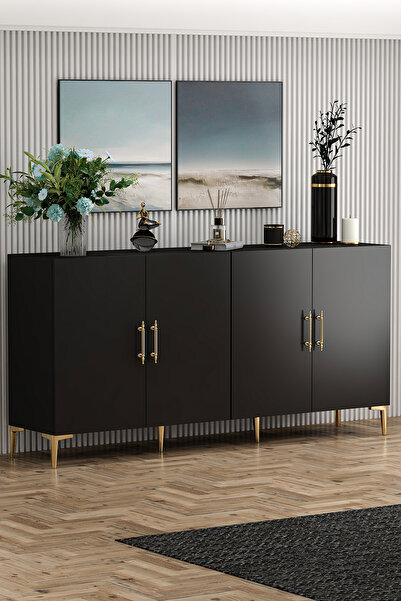 Givayo Mobilya Peri Konsol Siyah Altın