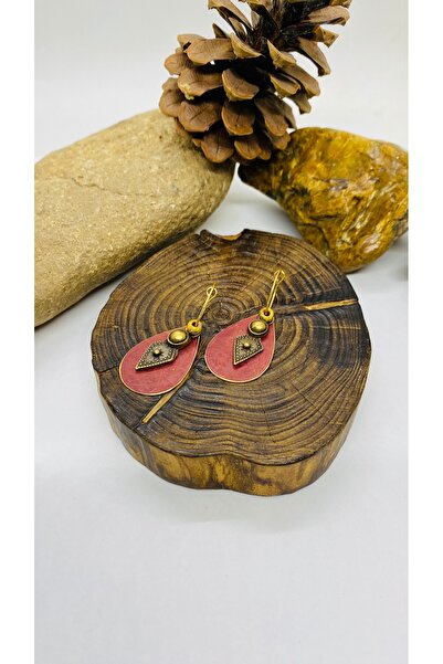 Porsuk Alternatif تصميم يدوي للأقراط النسائية باتينا مع أداة نحاسية