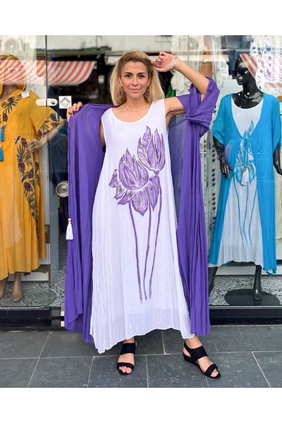 Sosyete Kaplumbağa Authentic Voile Cotton Plus Size Maxi Kimono Kaftan Suit With Jacket