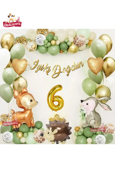 Bkmc Gazela Zec Jež Zlatni 6-godišnji Folijski Kalup Zeleni Beli Balon Lanac ...