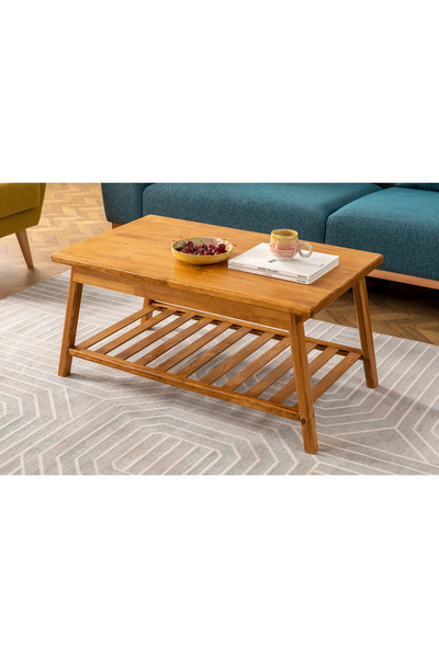 WOODFACE Masif Ahşap Orta Sehpa 90x60 Doğal Ahşap Çok Renkli Dikdörtgen Özel ...