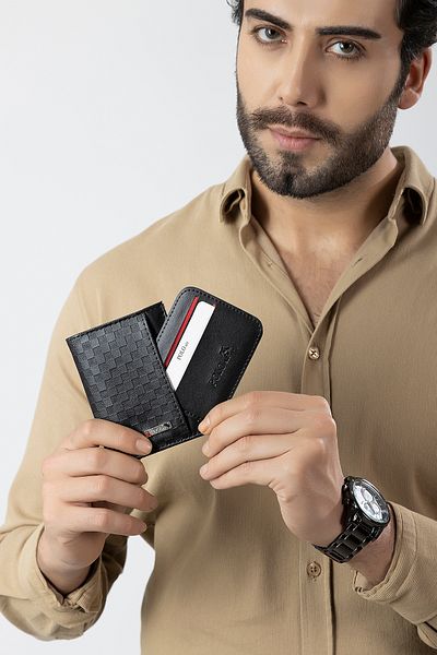 Polo Air Checker Pattern Men's Wallet and Card Holder Black
