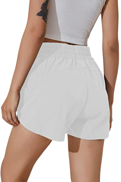 GHASSY CO. Ghassy Co. Kadın Yüksek Bel Cepli Koşu Fitness Egzersiz Boxer Taytlı Şort