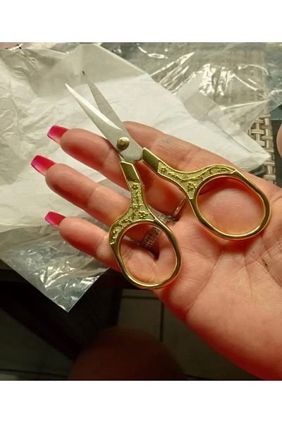 ugurlualisveris Gold Colored Promise and Engagement Scissors - Ribbon Opening Scissors, Special Day Sewing Embroidered Scissors