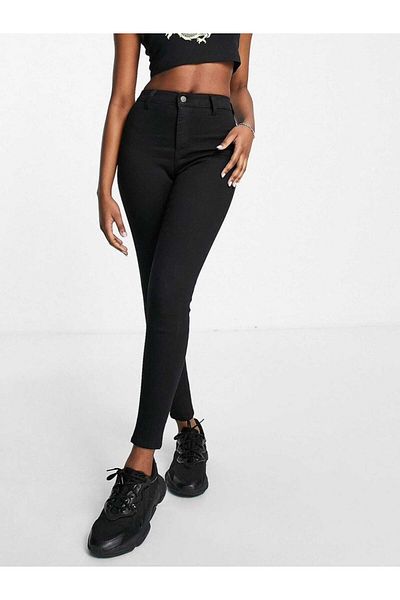 geenz manifacture Jegging skinny Lycra Rose Black cu talie înaltă - Pantaloni de denim fără buzunare