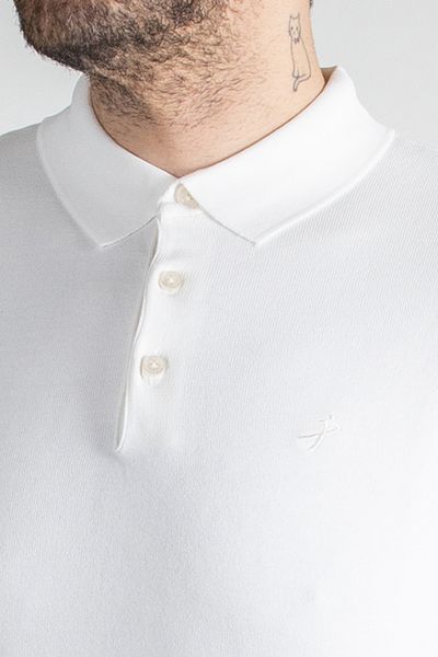 Sarar Interview Wraps Polo Collar Rayon White Knitwear Sweater