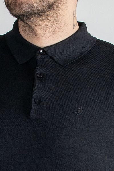 Sarar Interviu Wraps Pulover din tricot negru din raion cu guler polo