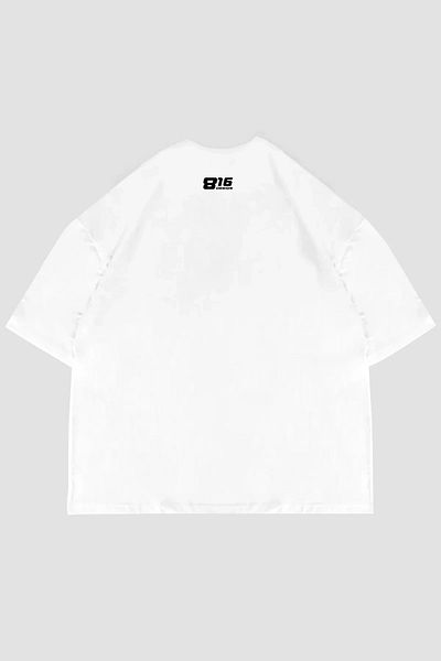 Bak Moda 816 Stars Printed - Unisex Λευκό Oversize T-Shirt