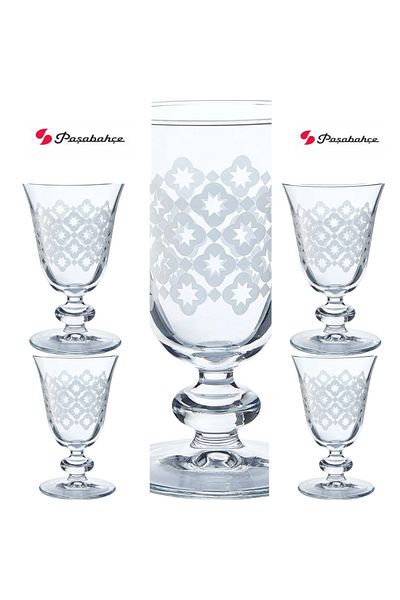 Paşabahçe Charm 6 Pieces Patterned Glass 280 ML.Magnolia Cup-Milk Dessert-Profiterol-Ice Cream Cup Bowl