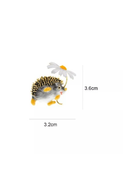 ESJ Papatya Detay Sevimli Kirpi Kadın Broş Ebat: 3,2*3,6 Cm