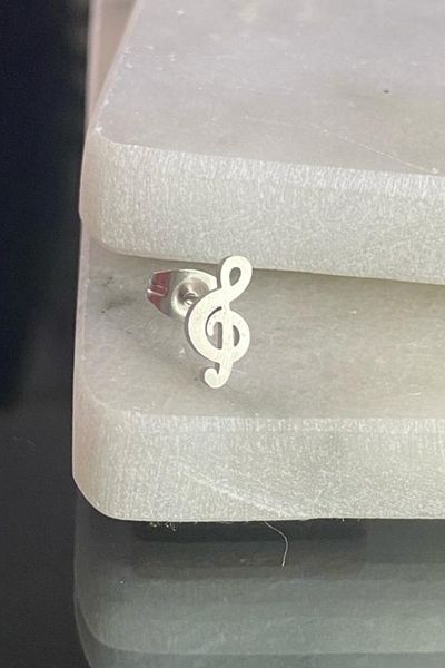 Jaida Moda Unisex 316l Surgical Steel Silver Melody Symbol Nail Earrings