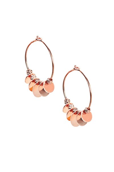 BY BARUN SİLVER Pullu Halka Küpe - Rose