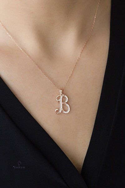 BY BARUN SİLVER B Harfi  Gümüş Kolye