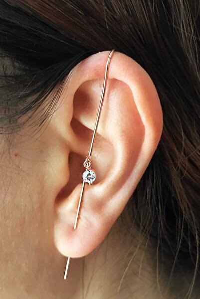 BY BARUN SİLVER Tek Baston Küpe - Rose