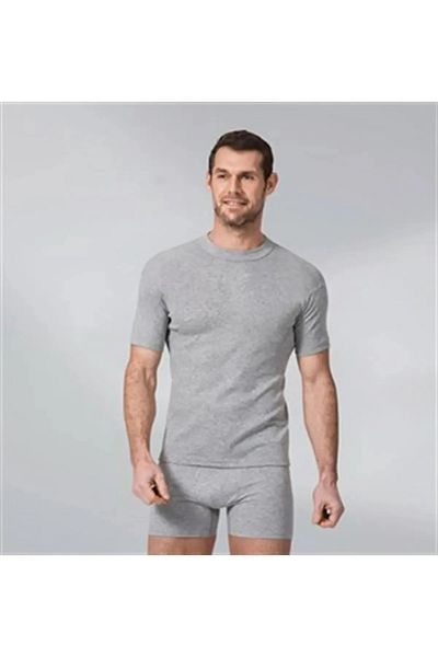 Namaldı Men's Rib Cotton Closed Collar Half Sleeve Undershirt 1 Piece