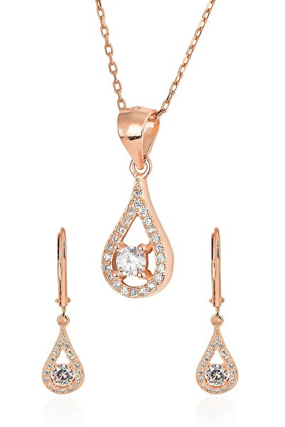 BY BARUN SİLVER Kadın Rose Damla Taş Set