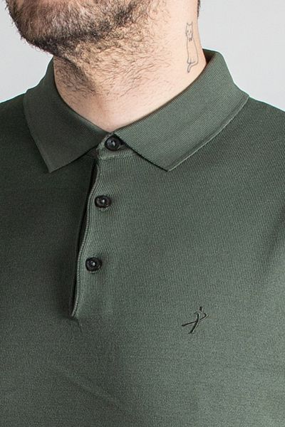 Sarar Επισκέψτε το πουλόβερ με γιακά πόλο Rayon Khaki Green Knitwear