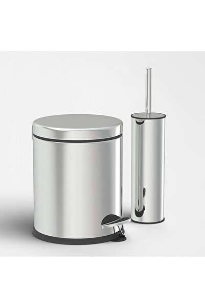 REYKA HİJYEN 2'li Banyo Seti 3 Litre Çöp Kovası Wc Fırça Paslanmaz