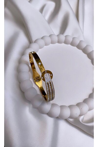 Accessories Gold Renk Çelik Taşlı Kelepçe