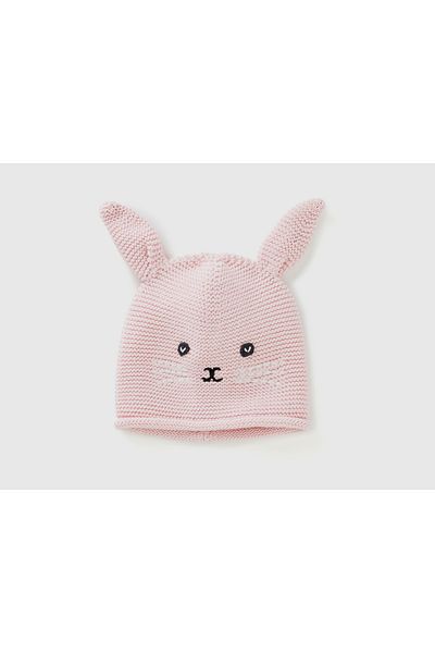 United Colors of Benetton Baby Powder Pink Animal Patterned Jacquard Beret
