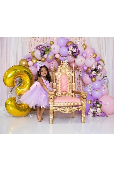 MERİ PARTİ 3 Year Old Birthday Concept Balloon and Balloon Chain 3 Year Old Number Foil Lilac Pink Gold Balloon Concept